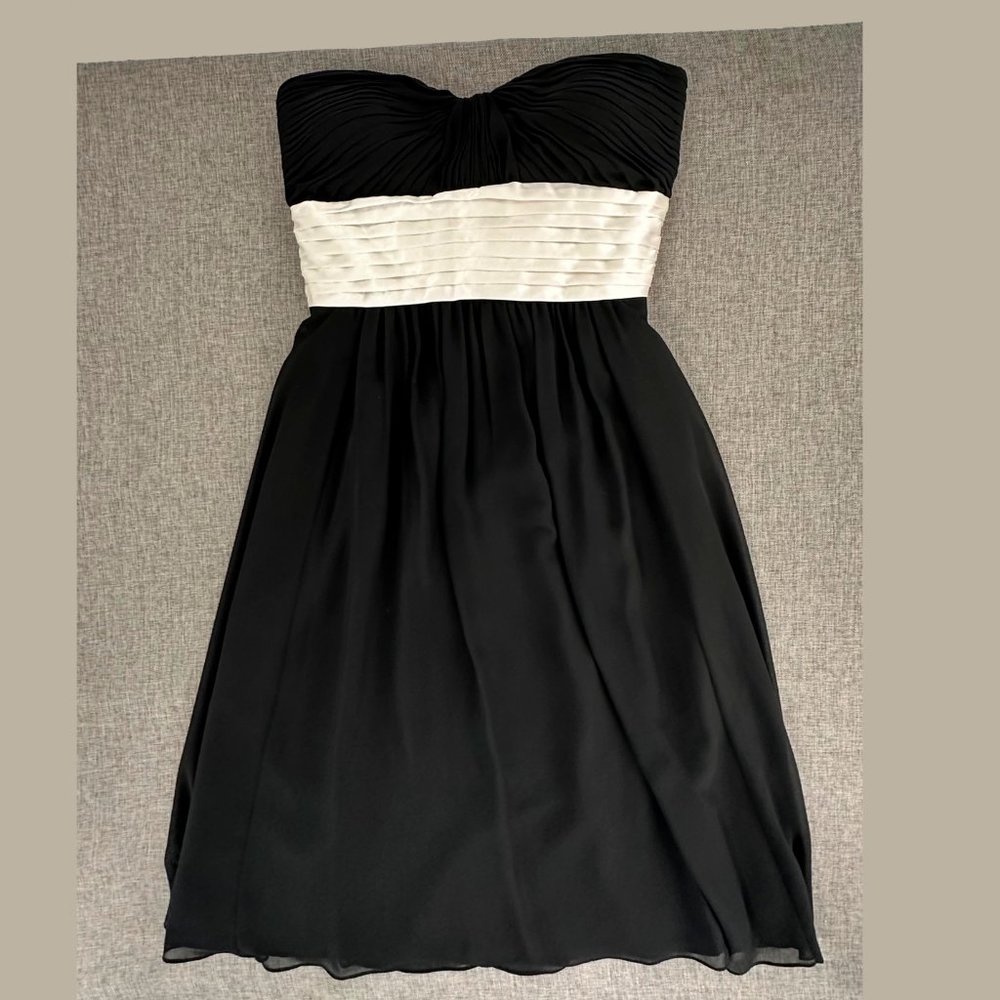 Bill Levkoff Bridesmaid Dress Chiffon Party Evening Wear 6 Black‎ & Off White